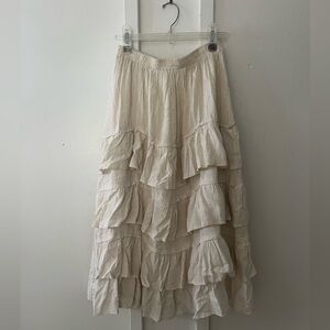 Pleated Ruffle Maxi Skirt